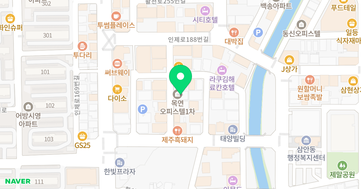 목연오피스텔 1차 위치 지도 - 경상남도 김해시 인제로170번길 9-16