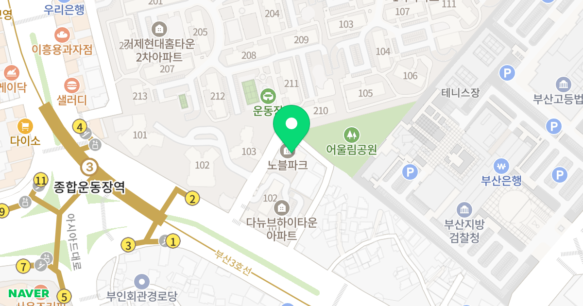 노블파크 위치 지도 - 부산광역시 연제구 월드컵대로 258-18