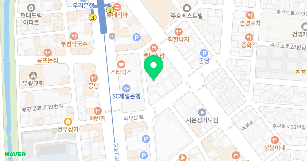 M타워 위치 지도 - 인천광역시 부평구 주부토로 5-10