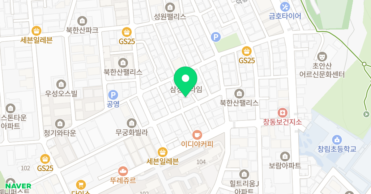 북한산팰리스 위치 지도 - 서울특별시 도봉구 도봉로110아길 57-21