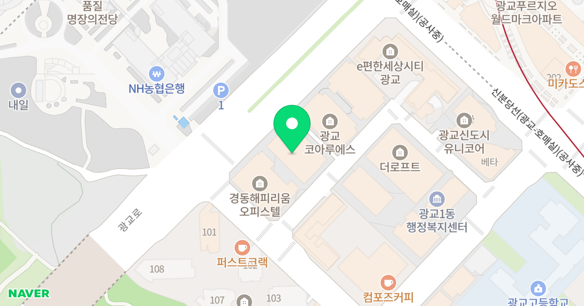 광교데시앙루브 위치 지도 - 경기도 수원시 영통구 광교로 114