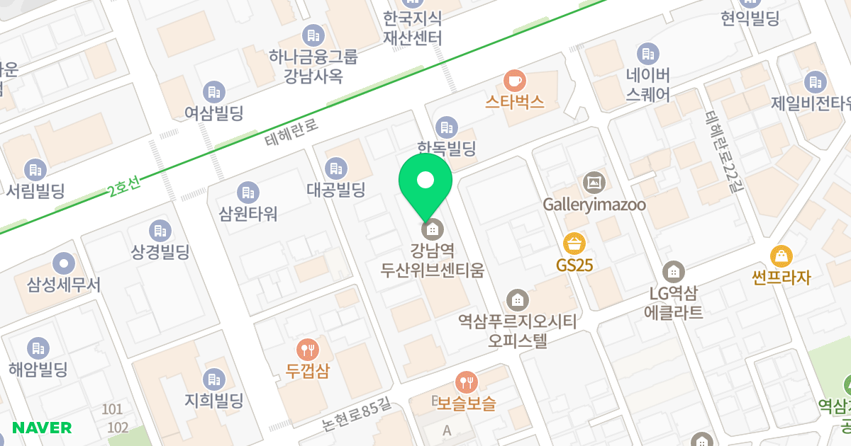 강남역두산위브센티움 위치 지도 - 서울특별시 강남구 테헤란로14길 8