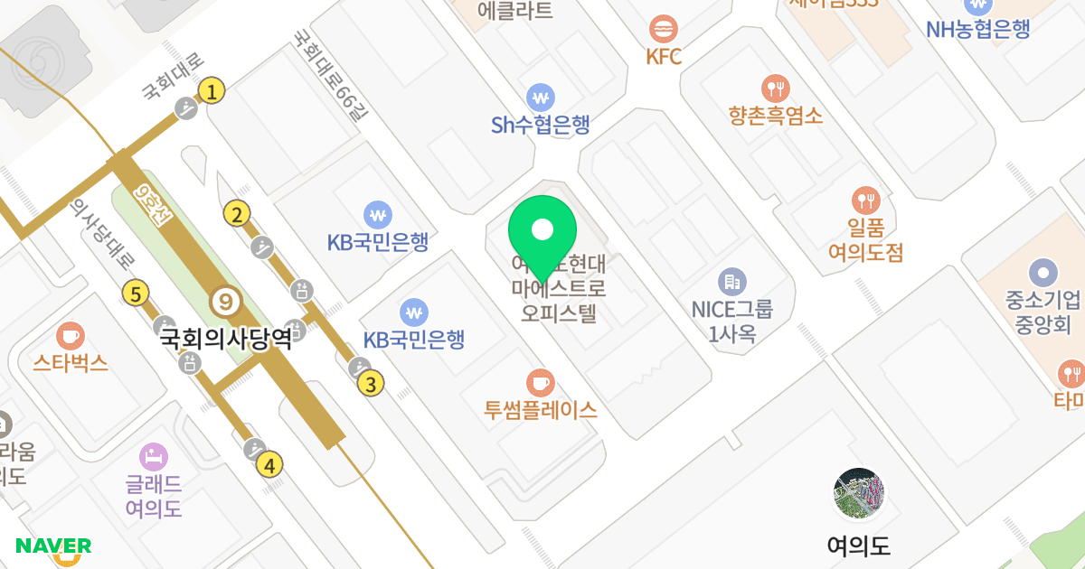 여의도 프리베로 오피스텔 위치 지도 - 서울특별시 영등포구 국회대로66길 19