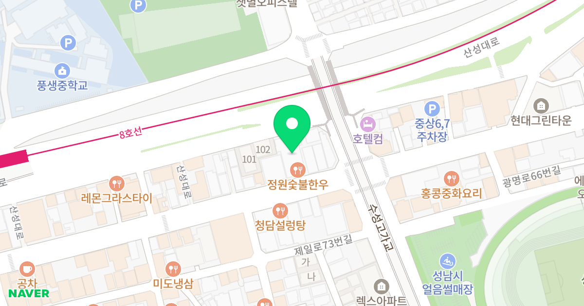 지앤느 모란 위치 지도 - 경기도 성남시 중원구 산성대로 136