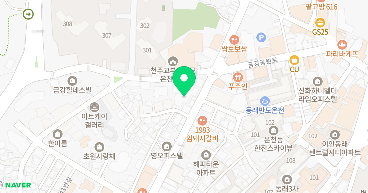 (208-2) 위치 지도 - 부산광역시 동래구 금강로 107