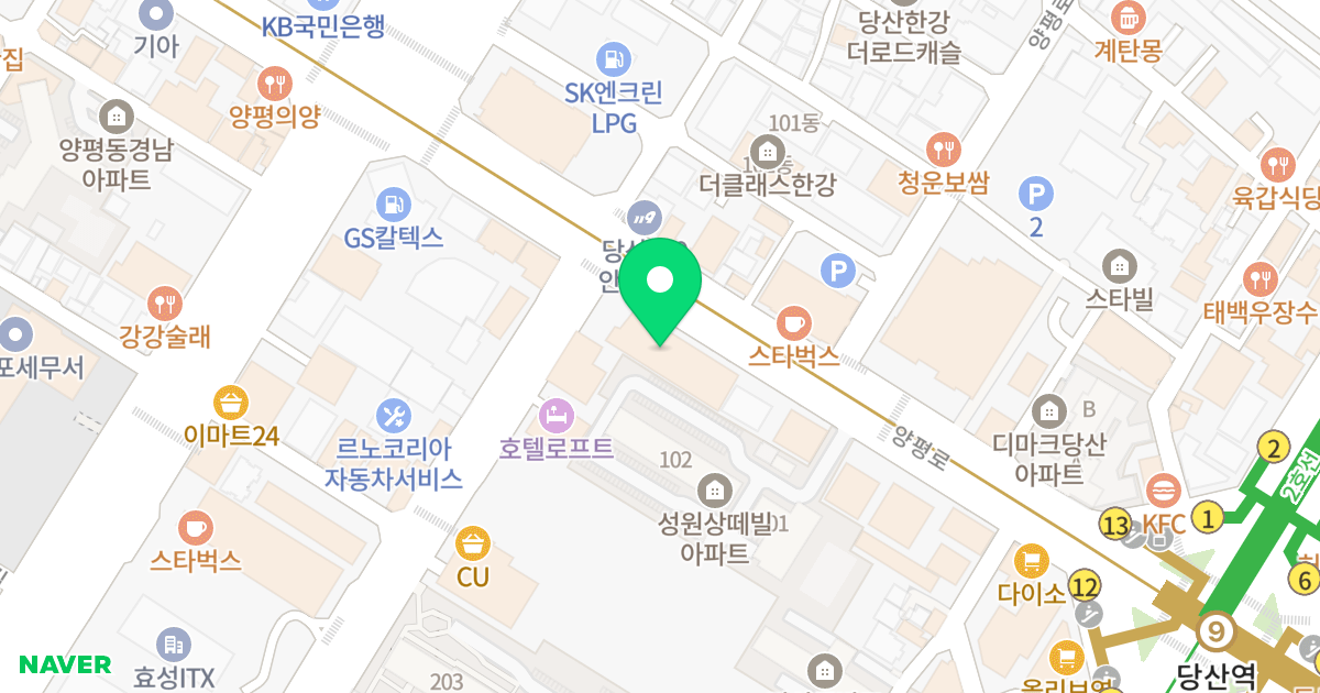 당산역 한강포스빌 위치 지도 - 서울특별시 영등포구 양평로 67