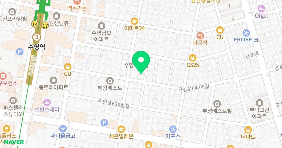 골든리치 위치 지도 - 부산광역시 수영구 수영로642번길 43