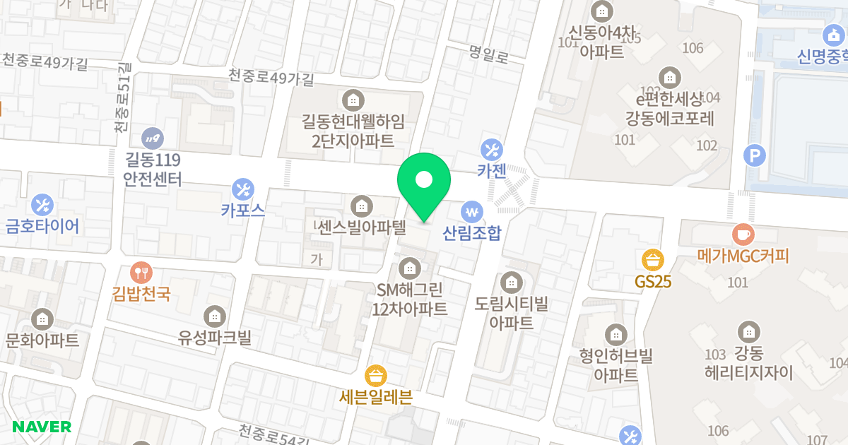 비바체하임 위치 지도 - 서울특별시 강동구 천중로56길 1