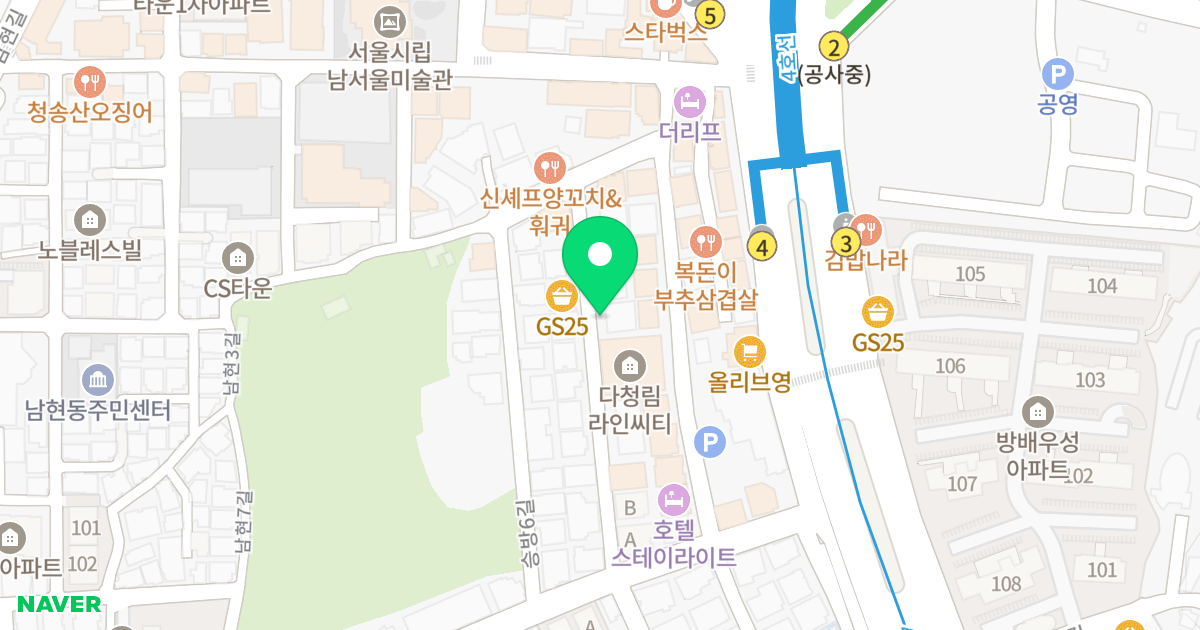 화인오피스텔 위치 지도 - 서울특별시 관악구 승방4길 26