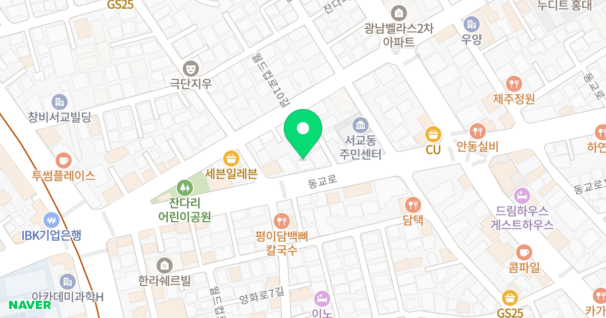 (478-23) 위치 지도 - 서울특별시 마포구 동교로 107-1