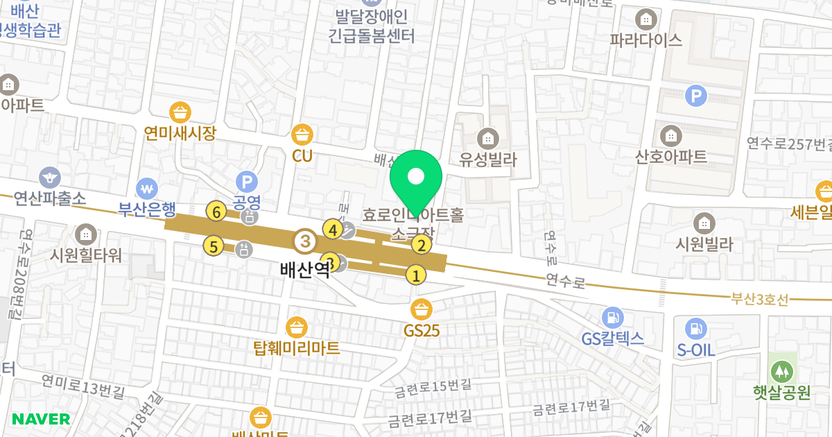 더 컴팩트 위치 지도 - 부산광역시 연제구 연수로 233