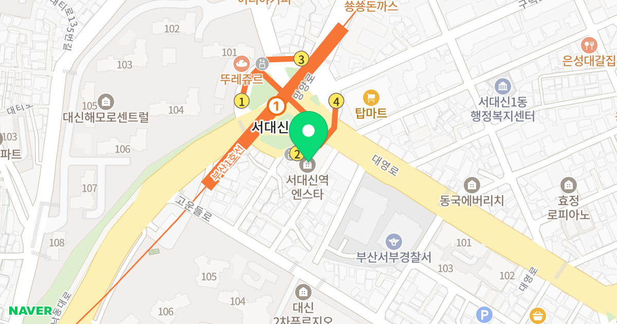서대신 엔스타 위치 지도 - 부산광역시 서구 대영로6번길 6