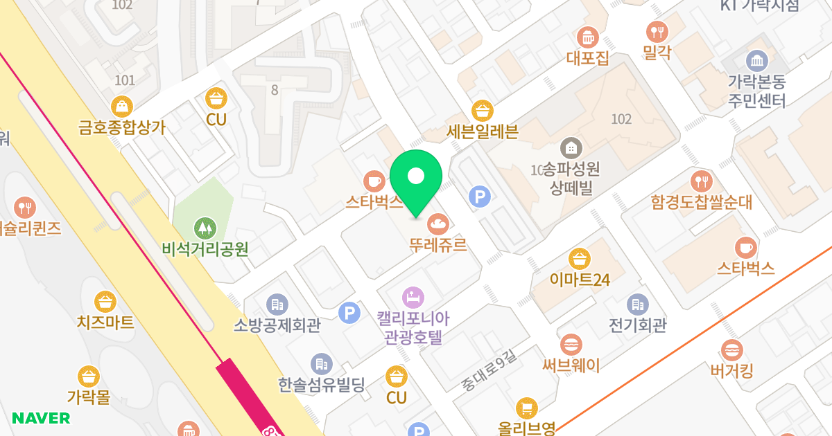 송파가락두산위브센티움 위치 지도 - 서울특별시 송파구 송파대로30길 16