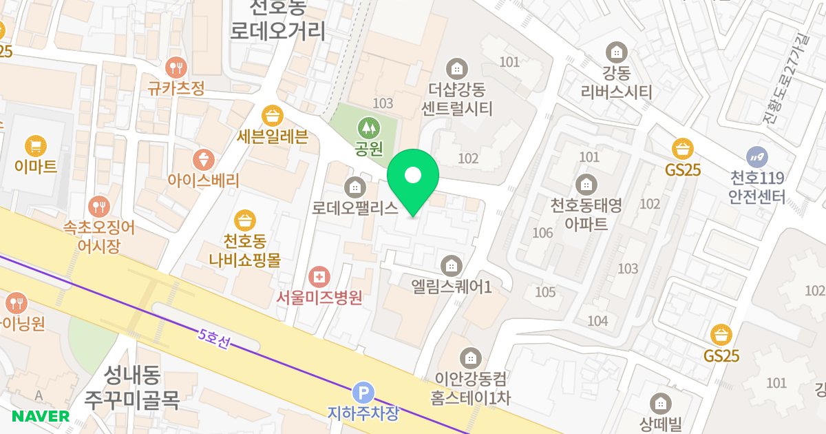 비전그린오피스텔 위치 지도 - 서울특별시 강동구 천호대로159길 22-34