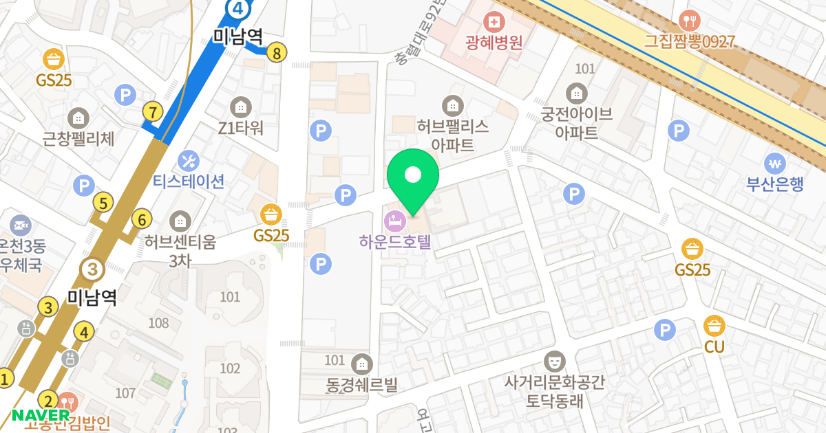 효창오피스텔 위치 지도 - 부산광역시 동래구 미남로132번길 14