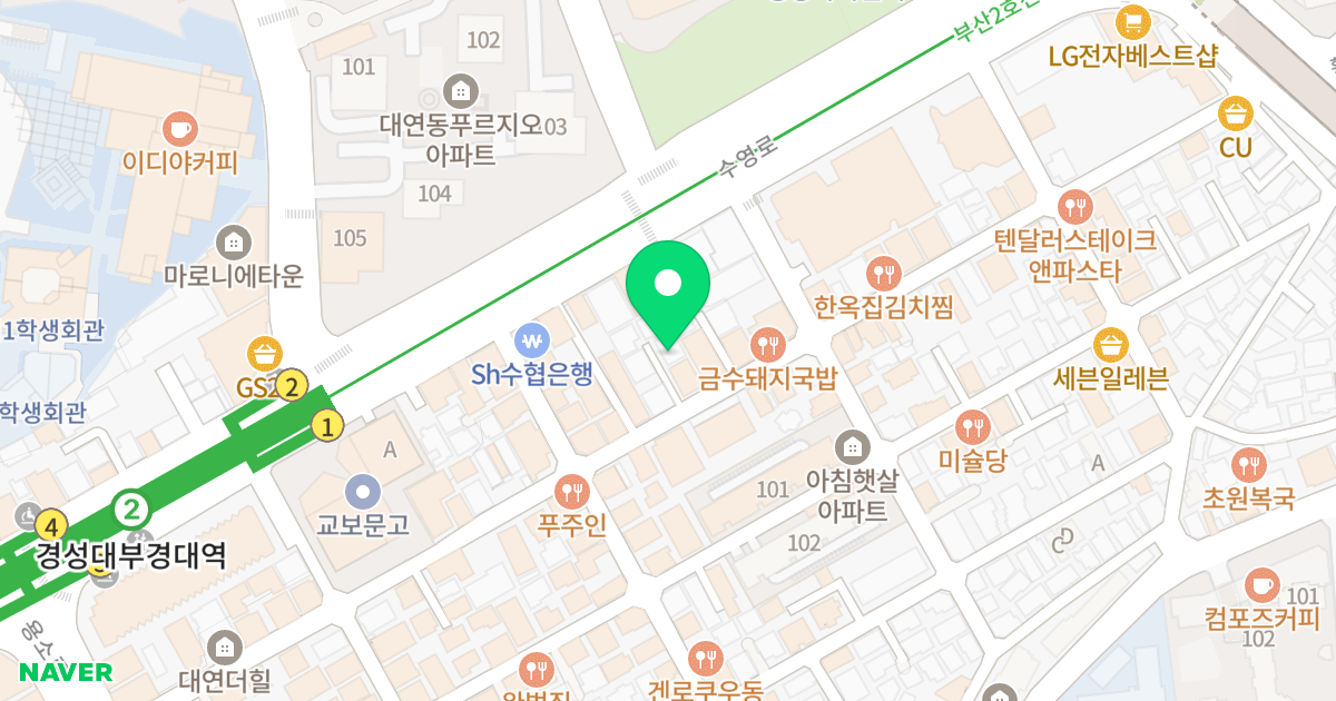 한아름원룸 위치 지도 - 부산광역시 남구 용소로7번길 57-6