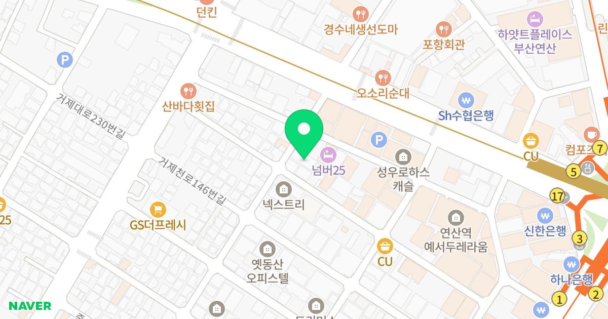 주건축물제1동 위치 지도 - 부산광역시 연제구 월드컵대로165번길 13