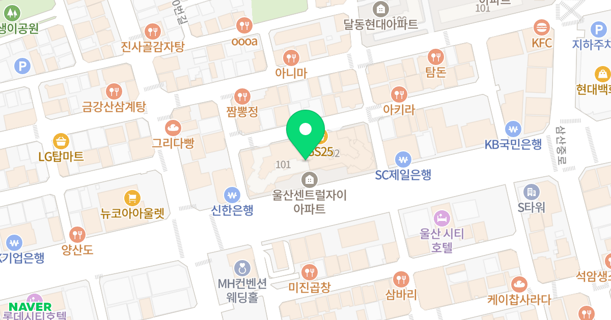 울산센트럴자이 위치 지도 - 울산광역시 남구 삼산로 231