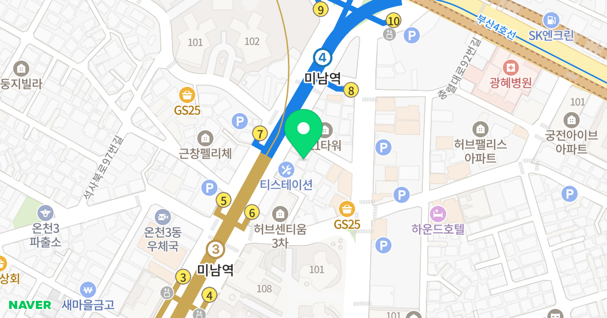 골든스위트 위치 지도 - 부산광역시 동래구 아시아드대로 256-4