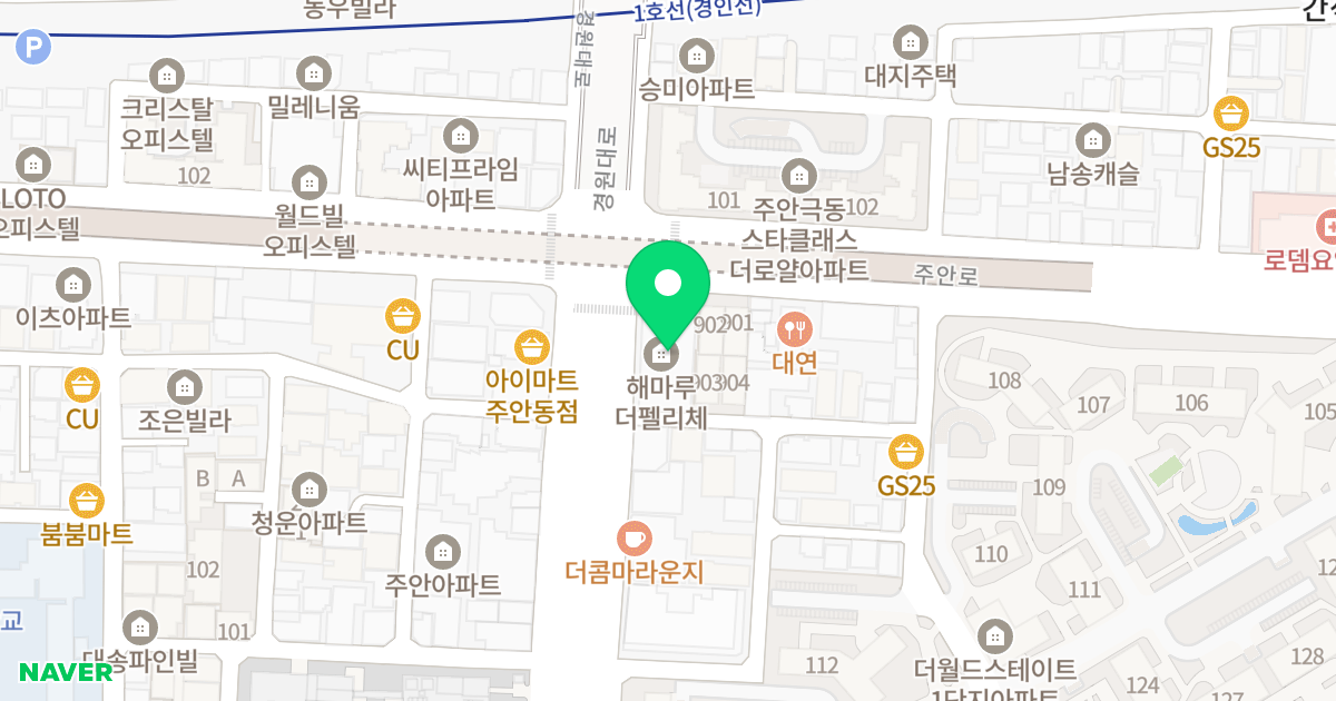 해마루 더펠리체 위치 지도 - 인천광역시 미추홀구 주안로 182