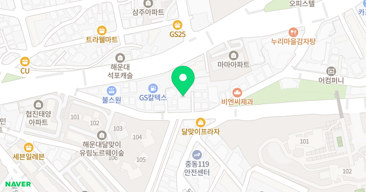 달맞이오피스텔 위치 지도 - 부산광역시 해운대구 좌동순환로433번길 19