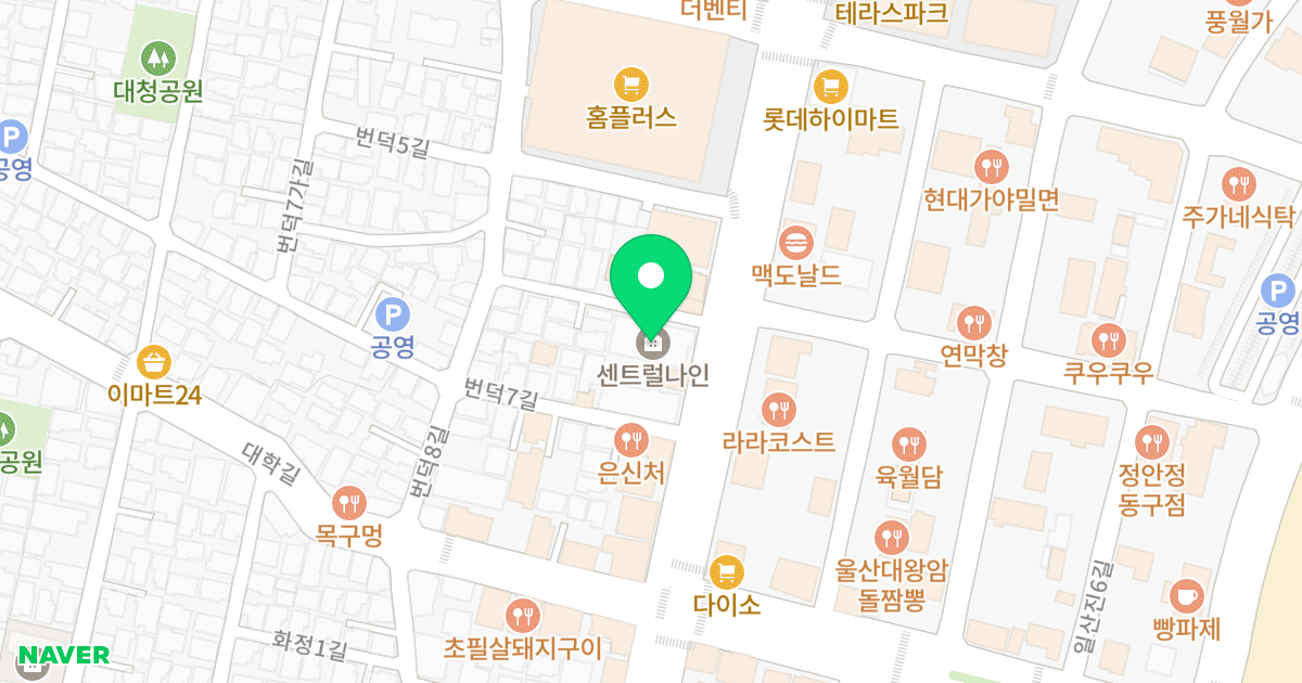 센트럴나인 위치 지도 - 울산광역시 동구 번덕6길 3