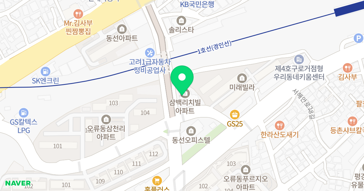 삼백리치빌 위치 지도 - 서울특별시 구로구 서해안로 2313-16