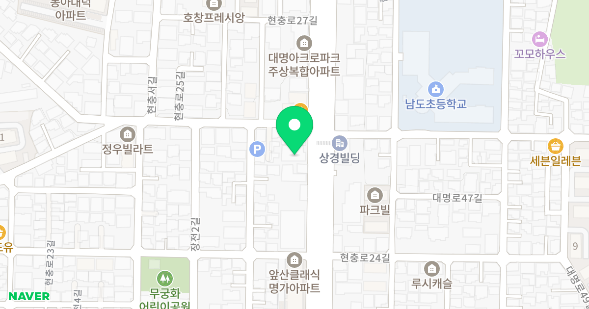 앞산TOP 오피스텔 위치 지도 - 대구광역시 남구 현충로 123