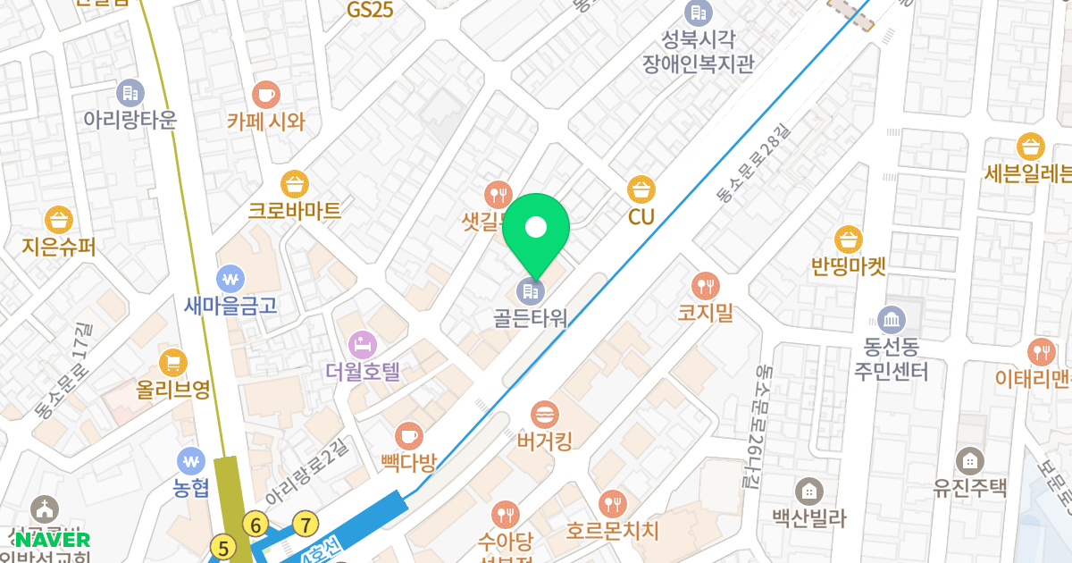 골든타워 위치 지도 - 서울특별시 성북구 동소문로 125