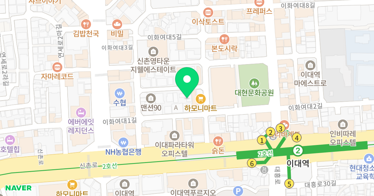 이화블로섬하우스 위치 지도 - 서울특별시 서대문구 이화여대1안길 13