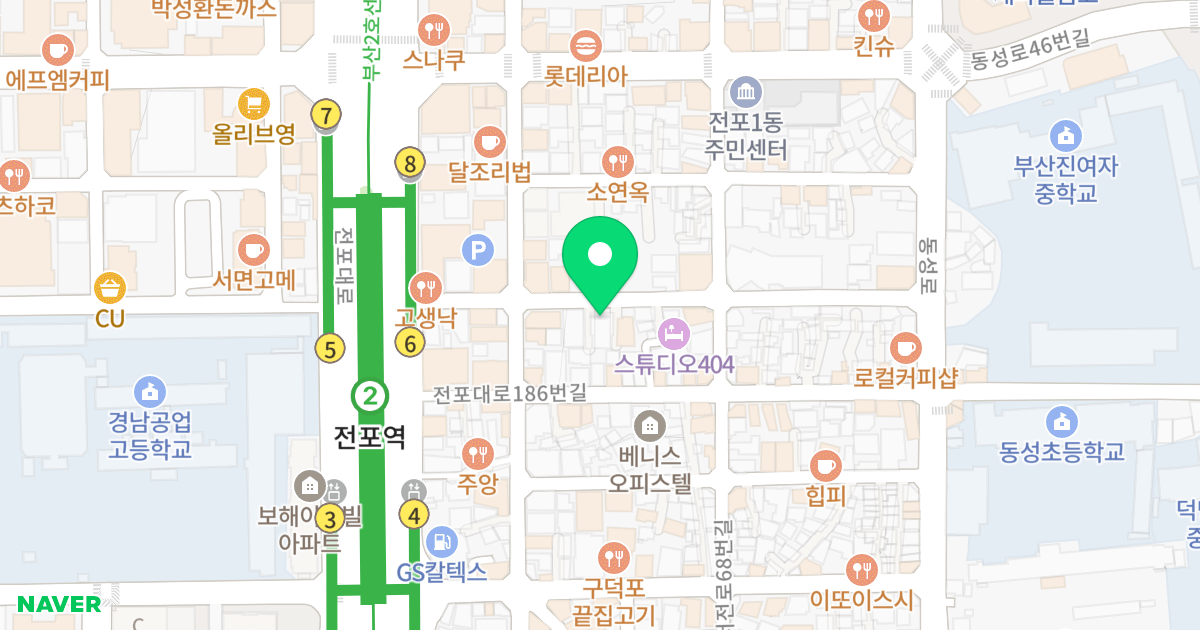 이리나 위치 지도 - 부산광역시 부산진구 전포대로190번길 18