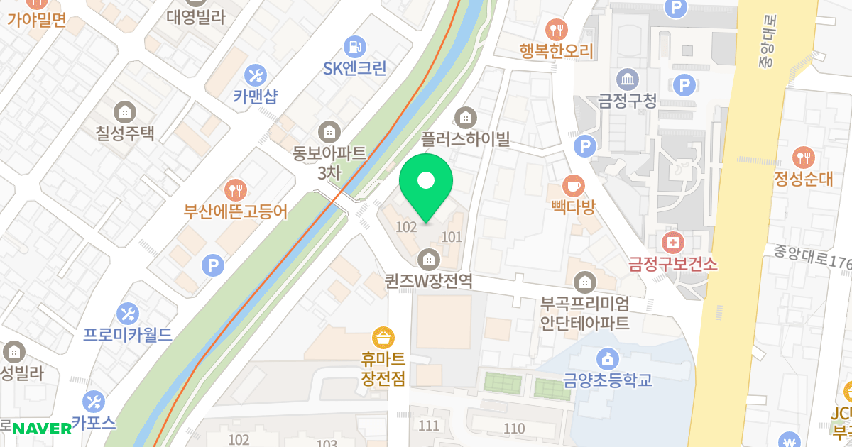퀸즈더블유장전역 위치 지도 - 부산광역시 금정구 부곡온천천로 190