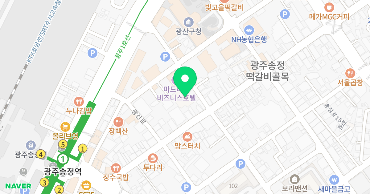 송정역센트럴시티 위치 지도 - 광주광역시 광산구 광산로19번길 7