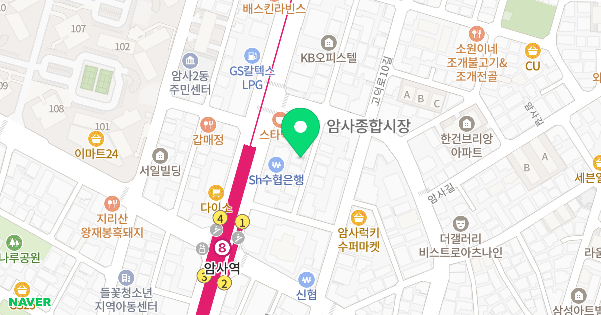 와이엔오피스텔 위치 지도 - 서울특별시 강동구 올림픽로98길 8-10