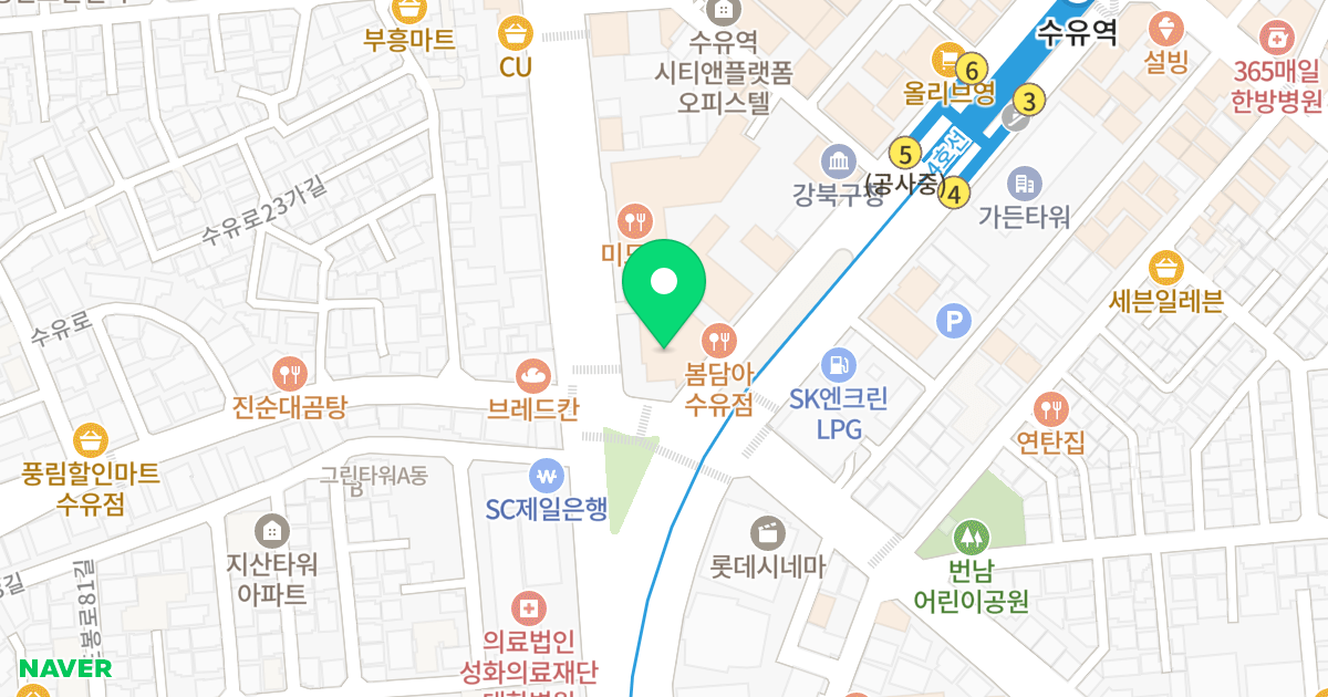 효성 인텔리안 오피스텔 위치 지도 - 서울특별시 강북구 도봉로 313
