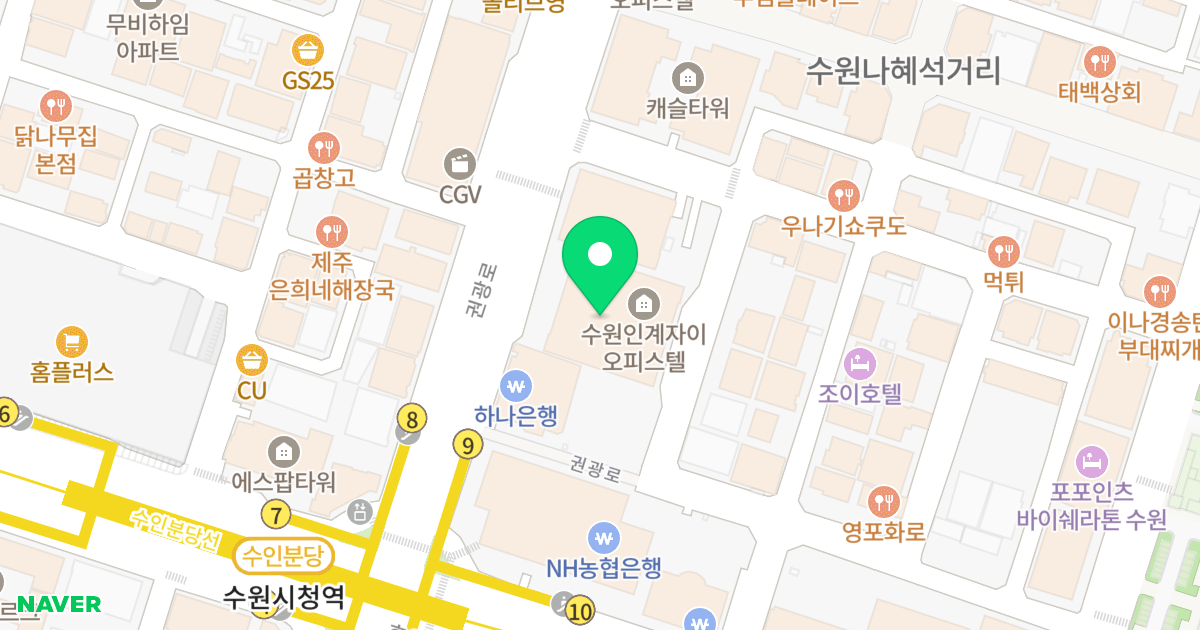 수원인계자이오피스텔 위치 지도 - 경기도 수원시 팔달구 권광로 174