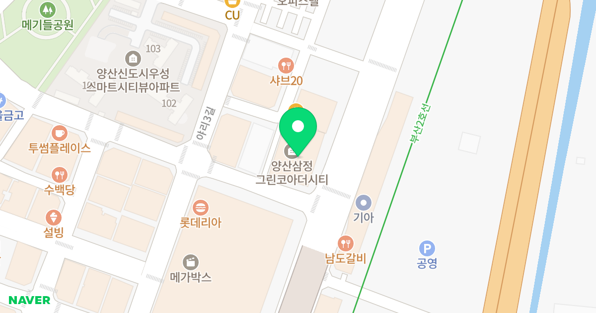 양산신도시 삼정그린코아 더 시티 위치 지도 - 경상남도 양산시 물금읍 메기로 199