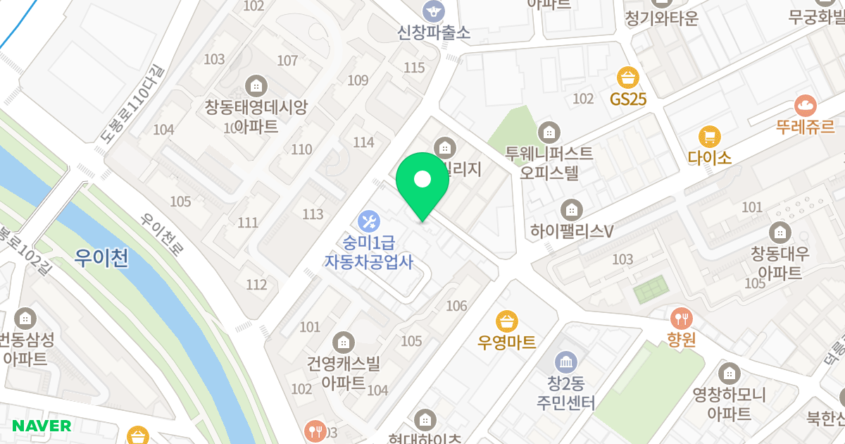 가동 위치 지도 - 서울특별시 도봉구