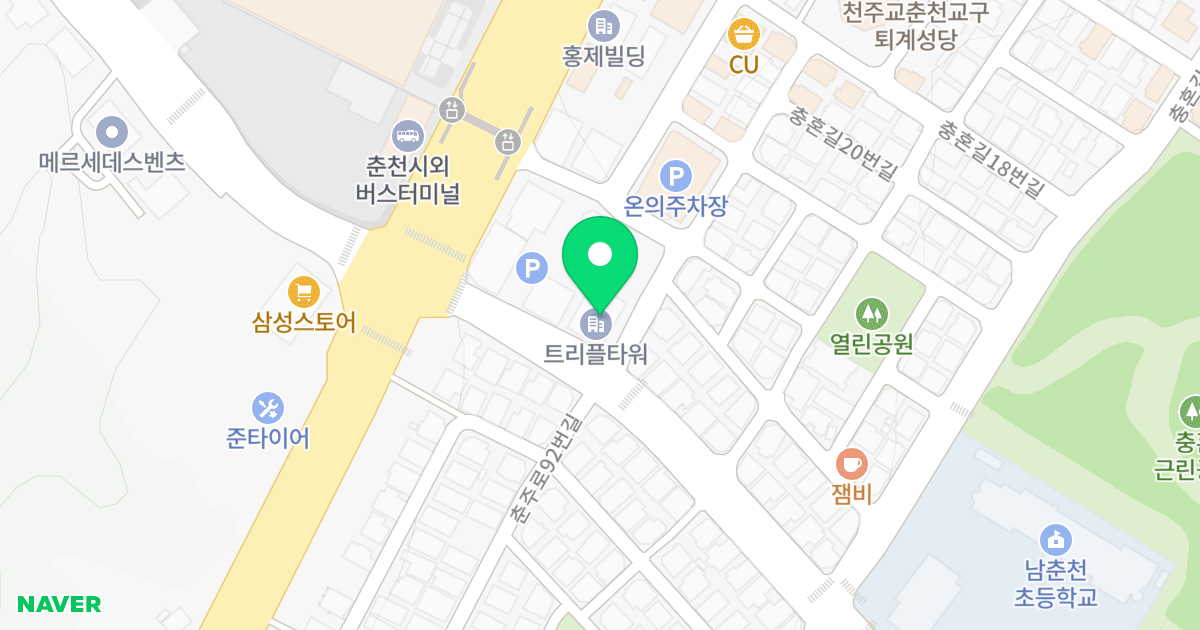 트리플타워 위치 지도 - 강원특별자치도 춘천시