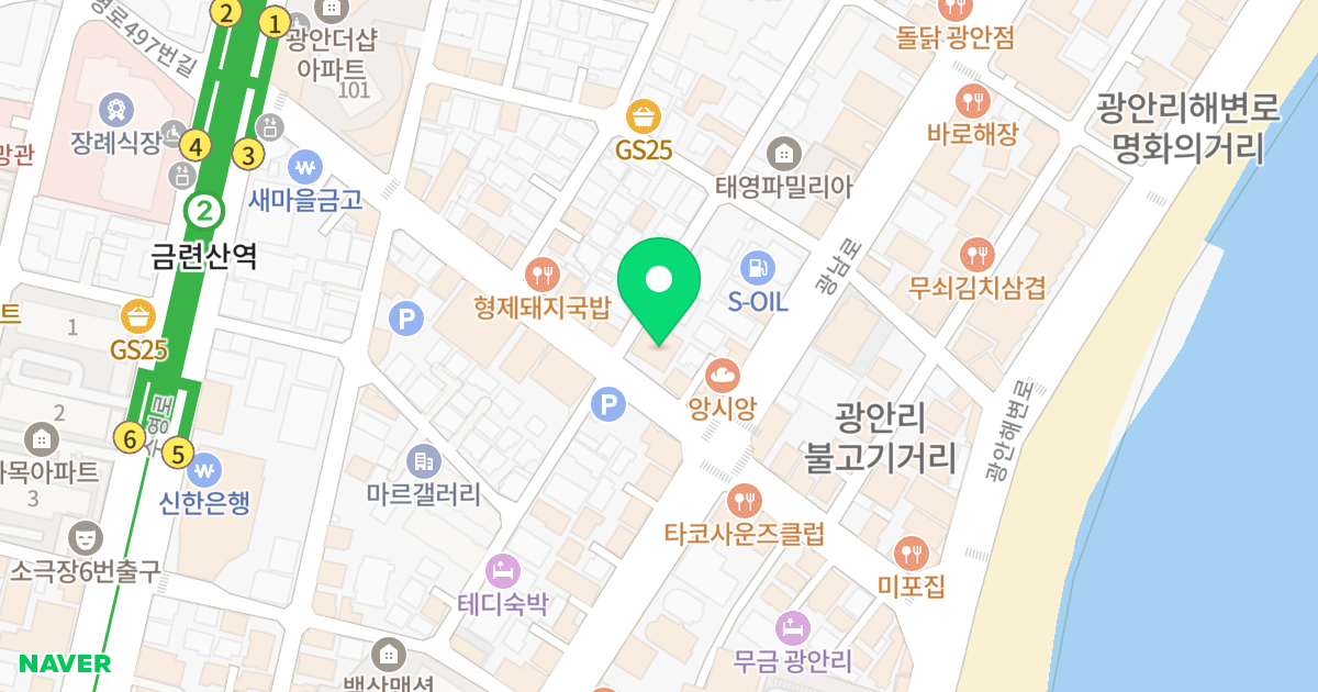 세종오스타 위치 지도 - 부산광역시 수영구 남천바다로21번길 6