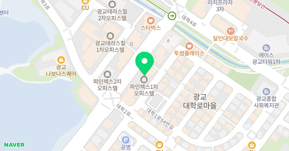 광교 파인렉스1 위치 지도 - 경기도 수원시 영통구 대학로 40