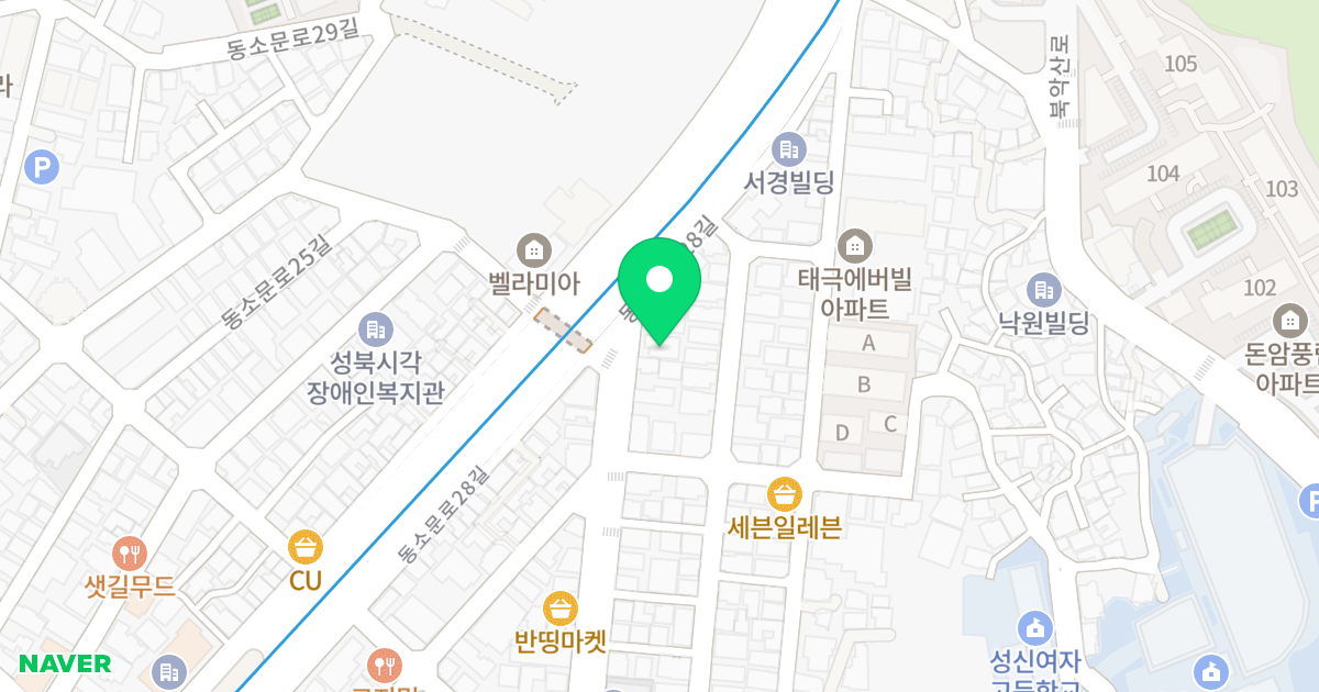 엔젤오피스텔 위치 지도 - 서울특별시 성북구 동소문로28길 34