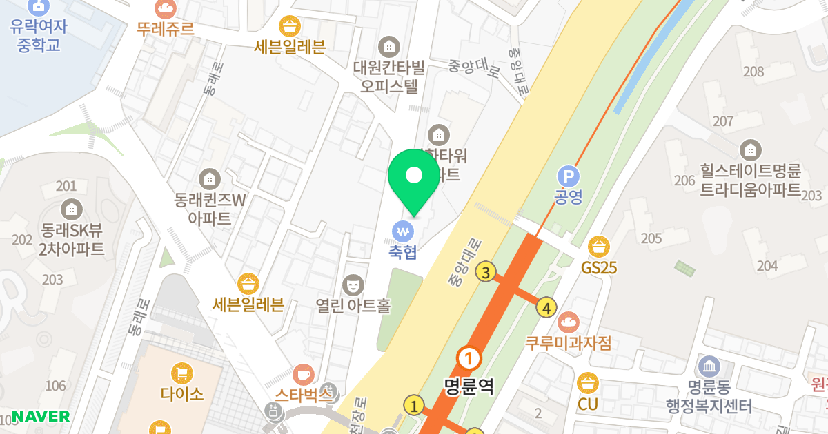 프리존오피스텔 위치 지도 - 부산광역시 동래구 온천장로 14