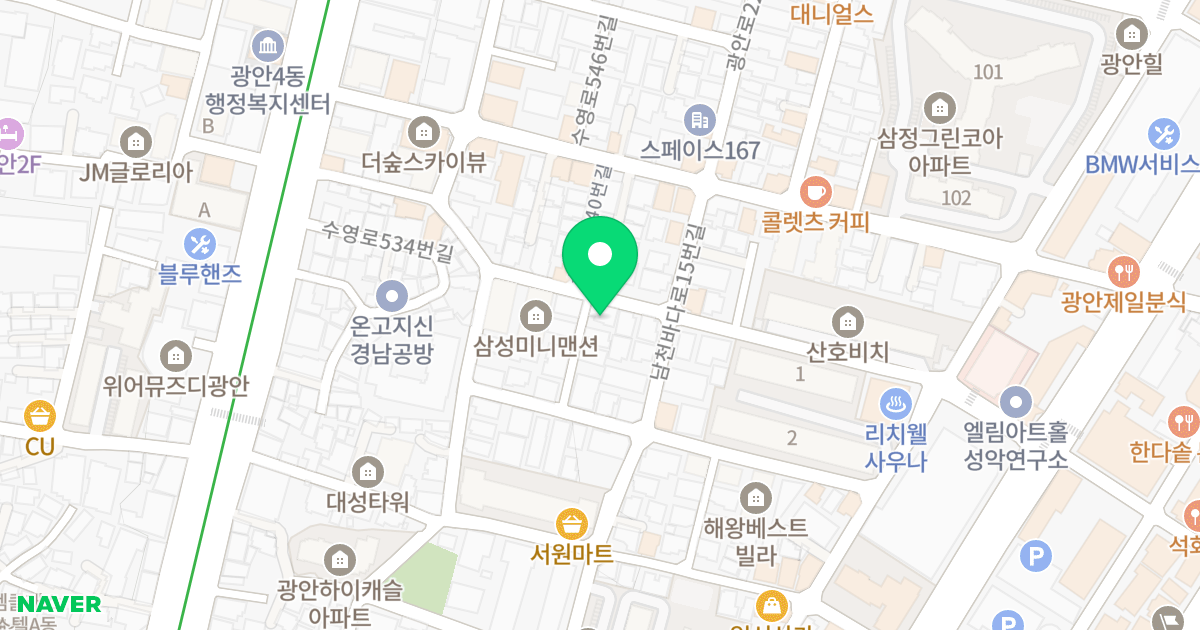 글로리아 위치 지도 - 부산광역시 수영구 수영로536번길 34