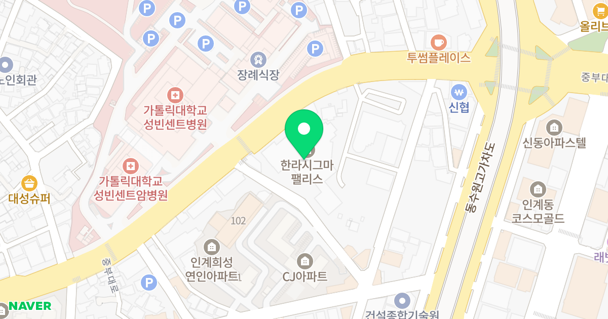 한라시그마팰리스 위치 지도 - 경기도 수원시 팔달구 중부대로 110