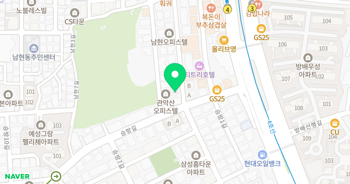 오피스텔 위치 지도 - 서울특별시 관악구 승방4길 5