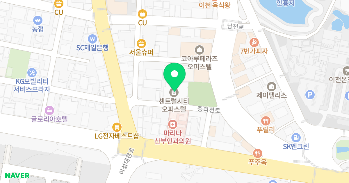 센트럴시티 오피스텔 위치 지도 - 경기도 이천시 중리천로 134-16