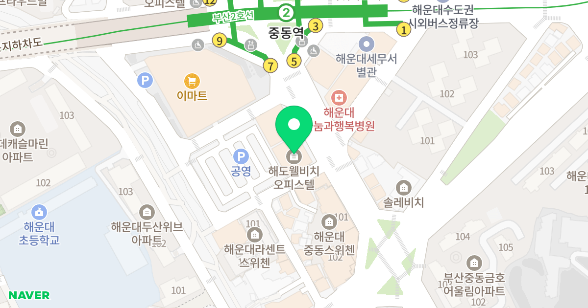 웰비치 위치 지도 - 부산광역시 해운대구 좌동순환로 503