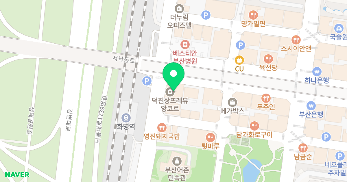 덕진 상뜨레-뷰 앙코르 위치 지도 - 부산광역시 북구 학사로 140