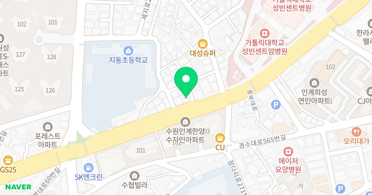 가우디움 위치 지도 - 경기도 수원시 팔달구 중부대로 81